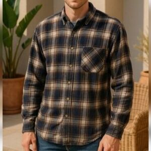 Woolrich Plaid Flannel Buttondown Cotton Long Sleeve Shirt Size L Workwear